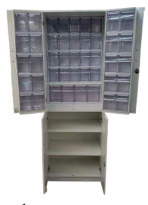 1012AC — Armário com Porta e Chave para Controlados — 40 Básc. Mod.105 + 4 Mod.104 + Prateleiras